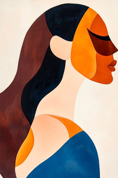 Farbenfrohes Profil einer Frauenfigur von Poster Art Shop