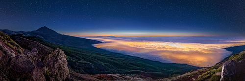 Tenerife with shining clouds and stars in Teide National Park. by Voss photography