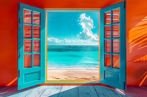 kijk uit het raam met zicht op een prachtig landschap