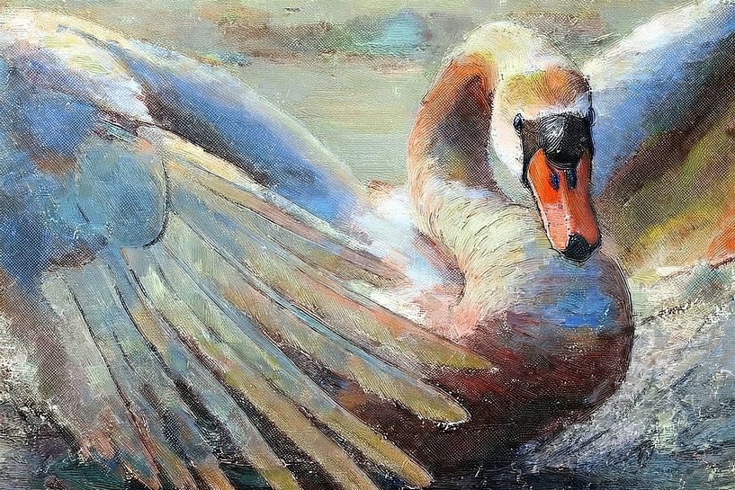 Swan with colours by Marjolein Deelen