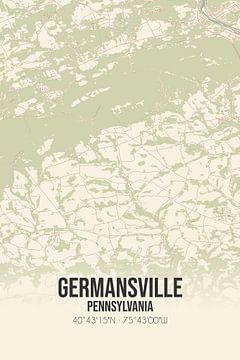 Vintage landkaart van Germansville (Pennsylvania), USA. van MijnStadsPoster