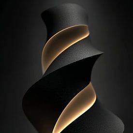 Abstraktes Schwarz mit zartem Gold von Gelissen Artworks