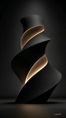 abstract zwart met zacht goud van Gelissen Artworks