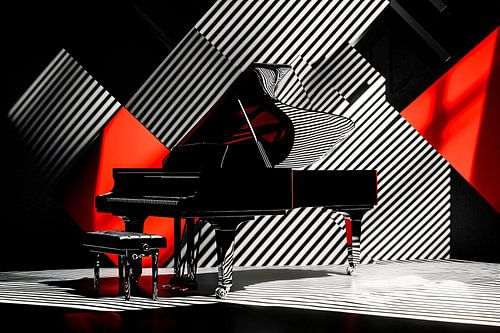 Vleugelpiano in schaduwstrepen