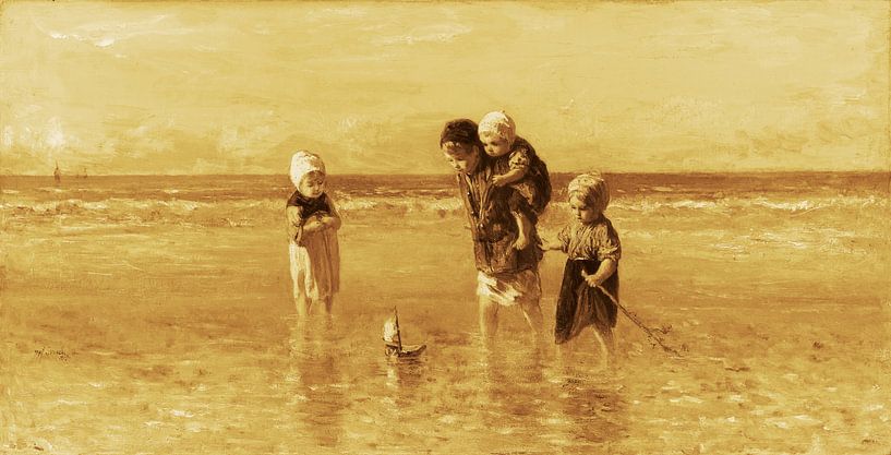 Enfants de la mer, Joseph Israël, sépia doré par Yanuschka | Fotografie Noordwijk