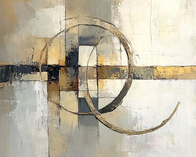 White and Gold Abstract by Zen and More