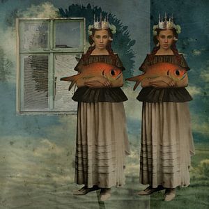 Twin Sisters with Goldfish van Yvonne Zeldenthuis