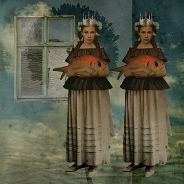 Twin Sisters with goldfish by Yvonne Zeldenthuis