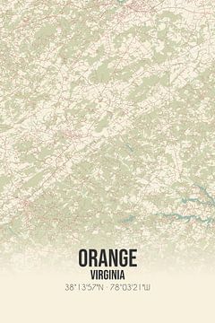 Vintage landkaart van Orange (Virginia), USA. van MijnStadsPoster
