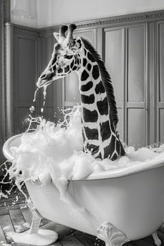 Erhabene Giraffe in der Badewanne - Ein einzigartiges Badezimmerbild für Ihr WC