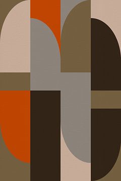 Moderne abstracte kunst in kaki, oranje en gedempt wit van Abstract Minimalist Art