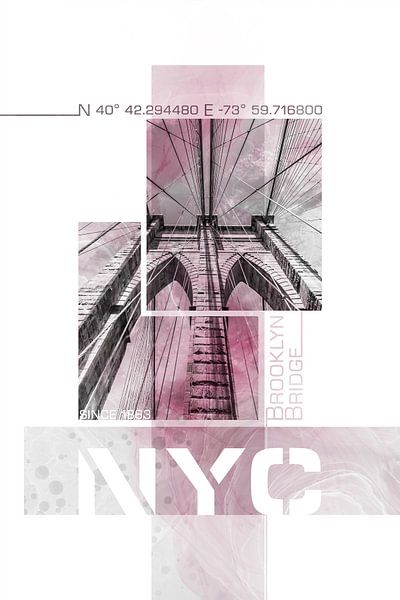 NYC Brooklyn Bridge Details | pink marble by Melanie Viola