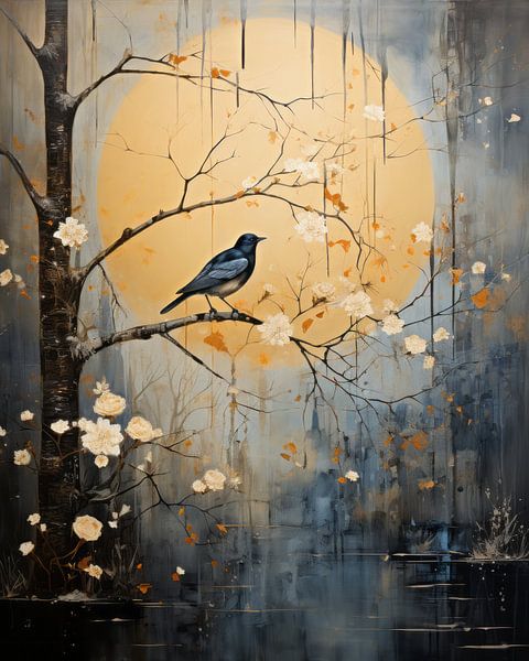 Paysage atmosphérique avec oiseau et fleur par Studio Allee