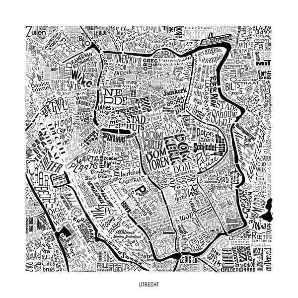 Karte von Utrecht als map mit Straßennamen von Vol van Kleur