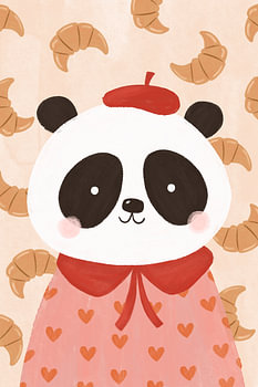 Französischer Panda mit Croissants