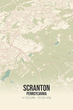 Carte ancienne de Scranton (Pennsylvanie), Etats-Unis. sur Rezona