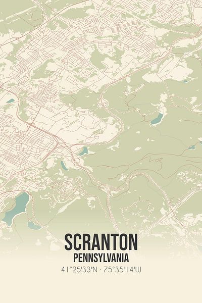 Vintage map of Scranton (Pennsylvania), USA. by Prints of Place