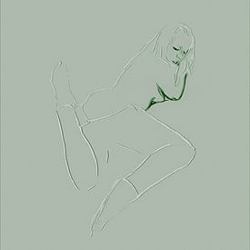 Natuurlijke Schoonheid Verleidelijke vrouw digitale tekening schilderij sexy sensuele aanlokkelijke erotische aantrekkelijke liggende luierende begeerlijke mooie dame lekker wijf van VenVision Art