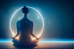 Frau in Yoga-Lotus-Pose, Art Illustration