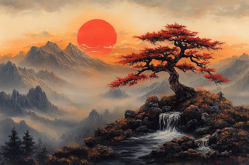 schilderachtige japanse kunst landschap