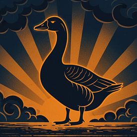 Cygne élégant – Calme en apparence, léger chaos en dessous sur cotto art