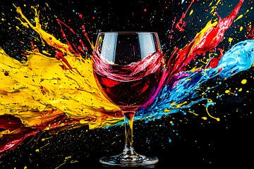 Kleurrijk wijnglas met dynamiek van Art & Soul Creations