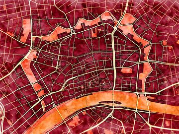 Kaart van Frankfurt am Main centrum in de stijl 'Amber Autumn' van Maporia