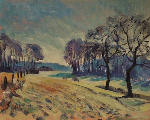 Heuvelweide met fruitbomen