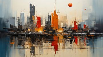 Panorama van de abstracte stad in schilderij van Animaflora PicsStock
