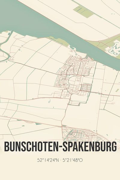 Vintage map of Bunschoten-Spakenburg (Utrecht) by Prints of Place