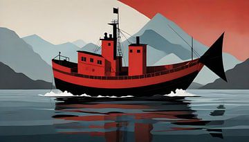 Boat with fish fin by Nick Wendt