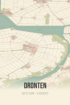 Vintage landkaart van Dronten (Flevoland) van Rezona