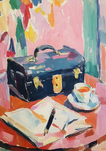 Still life with black briefcase