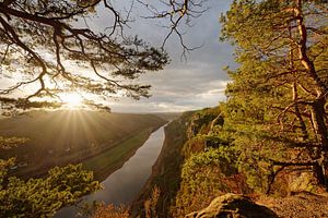 Elbsandsteingebirge im Abendlicht