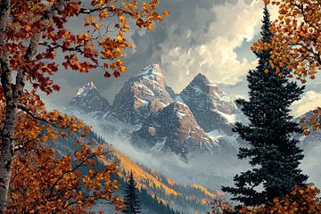 Berglandschap in herfstlicht van Poster Art Shop