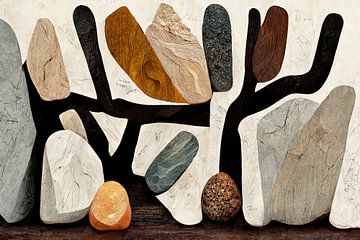 Stenen en hout van treechild .