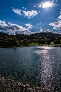 Sun at the Ruhr valley reservoir