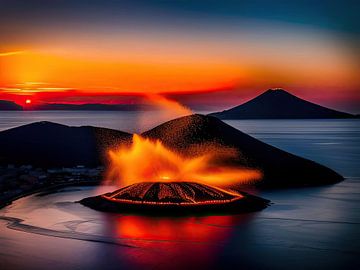 Volcan dans la nuit (a.i. art)