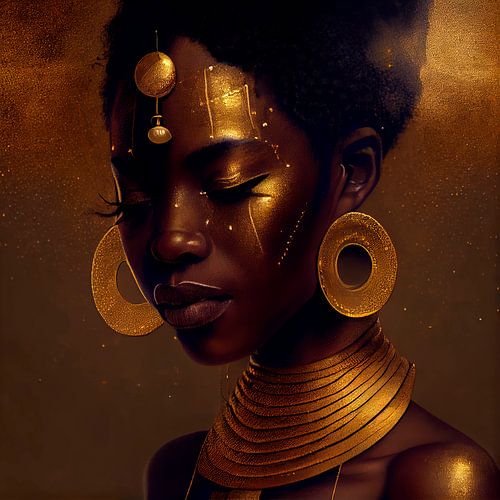 Portrait a woman with gold makeup. Part 4