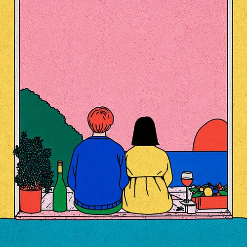 Romantic Sunset on the Window Sill