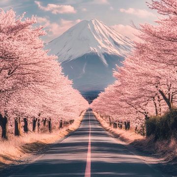 Kersenbloesemroute Fuji van Poster Art Shop