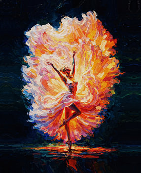 Fire Dancer Ballerina – Radiant Burst Painting