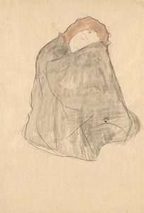 Gustav Klimt - Frau in dunklen Mantel gehüllt (1908-1909))