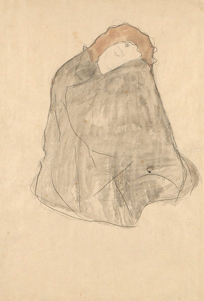 Gustav Klimt - Vrouw in donkere mantel (1908-1909)) van Peter Balan