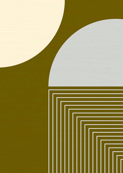 Retro Maan Landschap Goud van Mad Dog Art