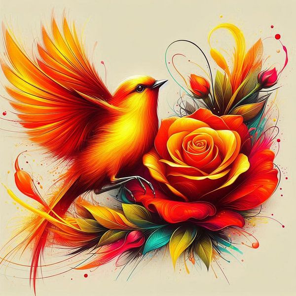 Vogel mit Blume von Bernhard Karssies