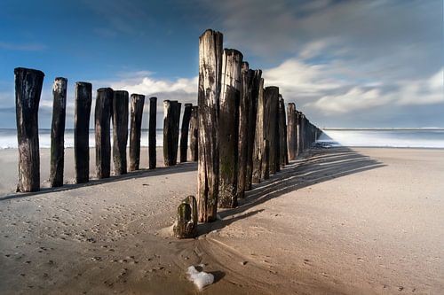 Golfbrekers op het strand