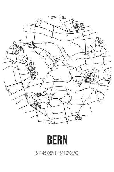 Bern (Gelderland) | Karte | Schwarz und weiß von Ortsdrucke