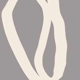 Abstrakte minimalistische Linienkunst in hellen Pastellfarben. Weiß auf Taupe. von Dina Dankers