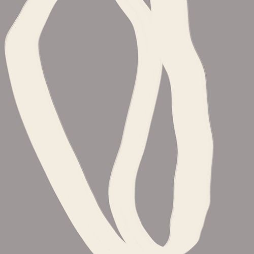 Abstracte minimalistische lijntekening in heldere pastelkleuren. Wit op taupe.